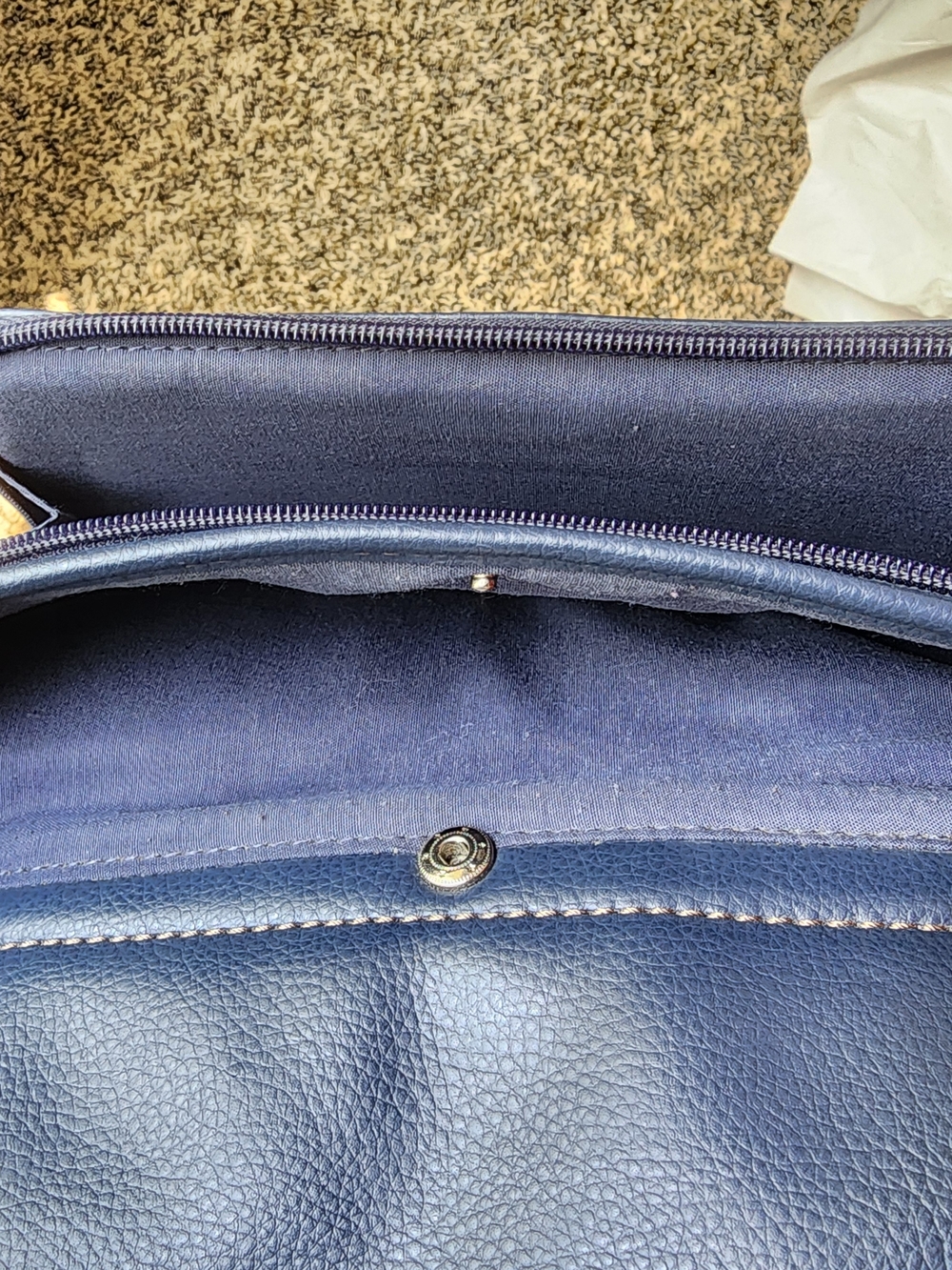 Relic Navy Blue Pebbled Shoulder Bag with Front Zip - Picture 6 of 7